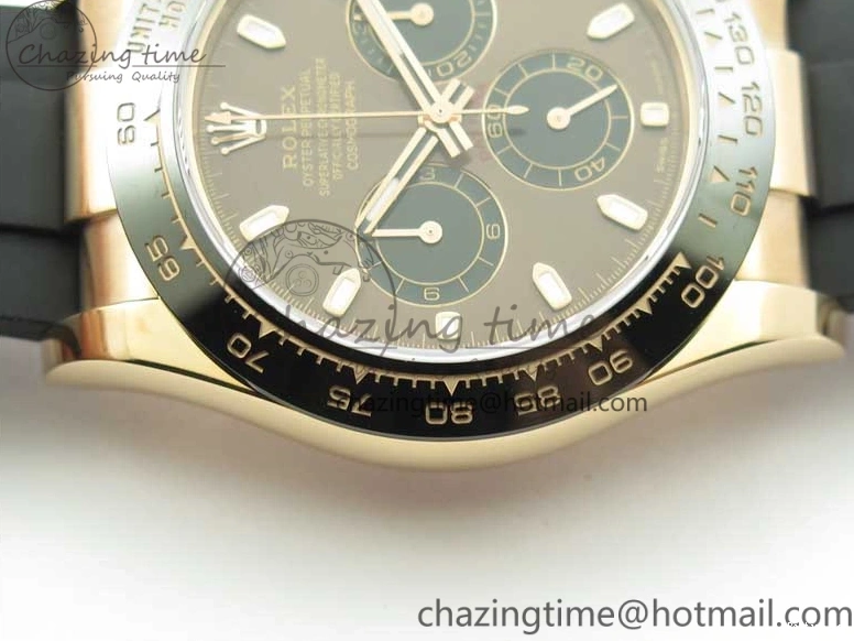 1224 Daytona 116515 Noob 1:1 Best Edition Chocolate Dial Lume Markers on Black Rubber Strap SA4130 (Free Extra Strap) V Stylish 2976